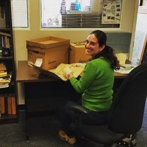 Clerk Jackie Harbison re-houses the Ancient Documents after being numbered and indexed.
