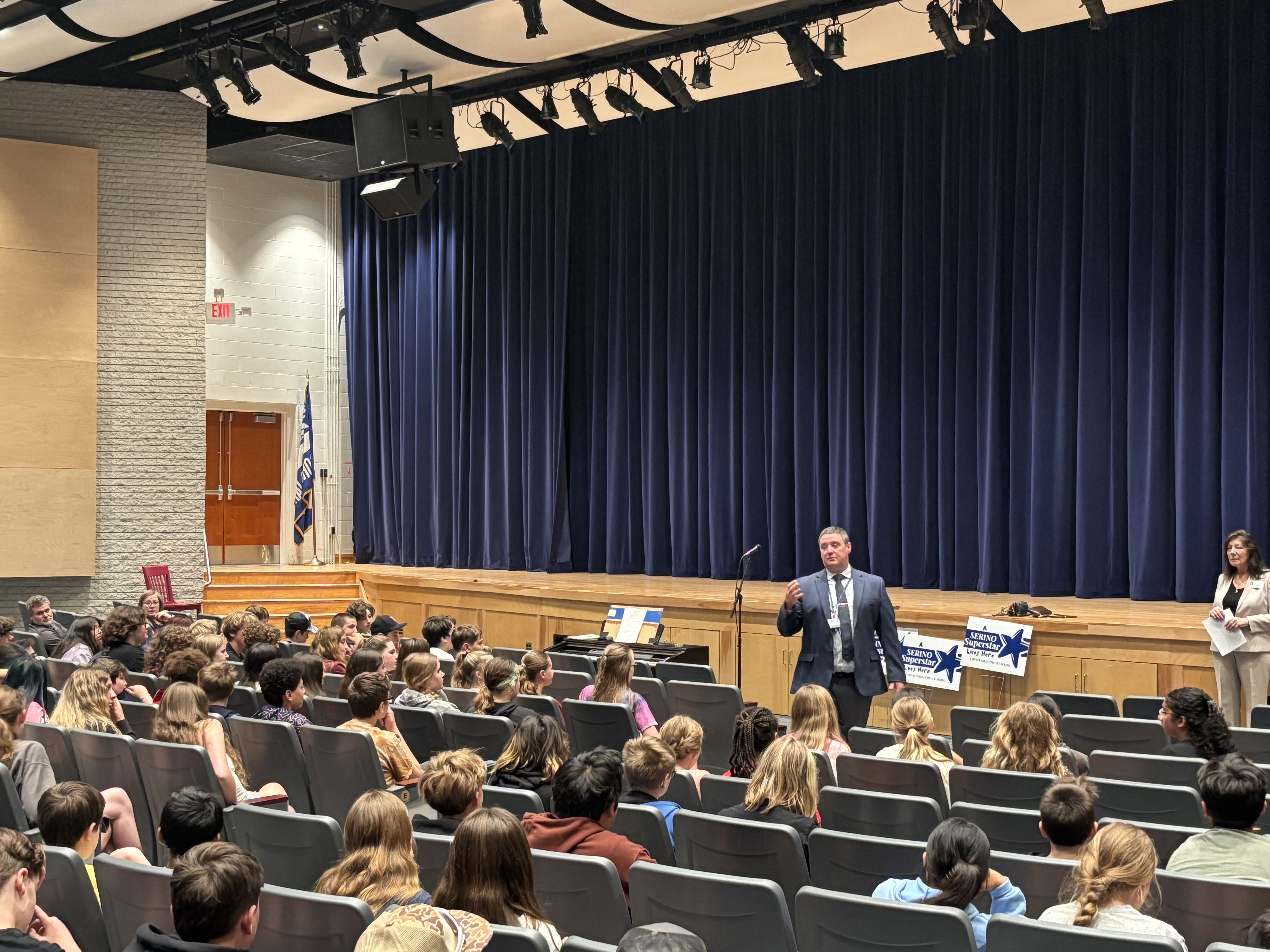 Stissing principal talking to middle schoolers about the importance of kindness