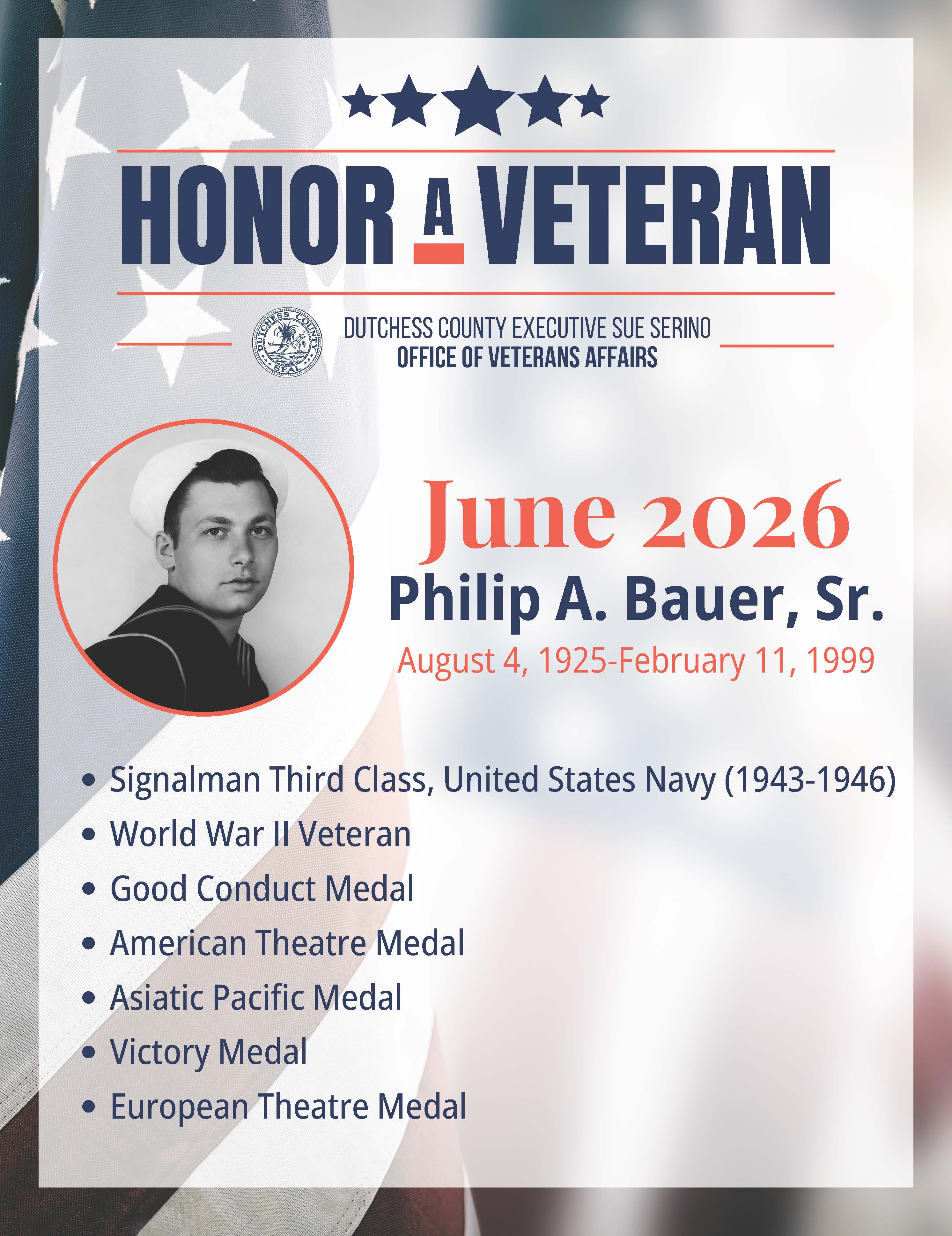 Honor A Veteran, Bauer