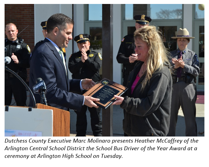 County Executive Molinaro presenting Heather McCaffrey School Bus Driver of the Year Award