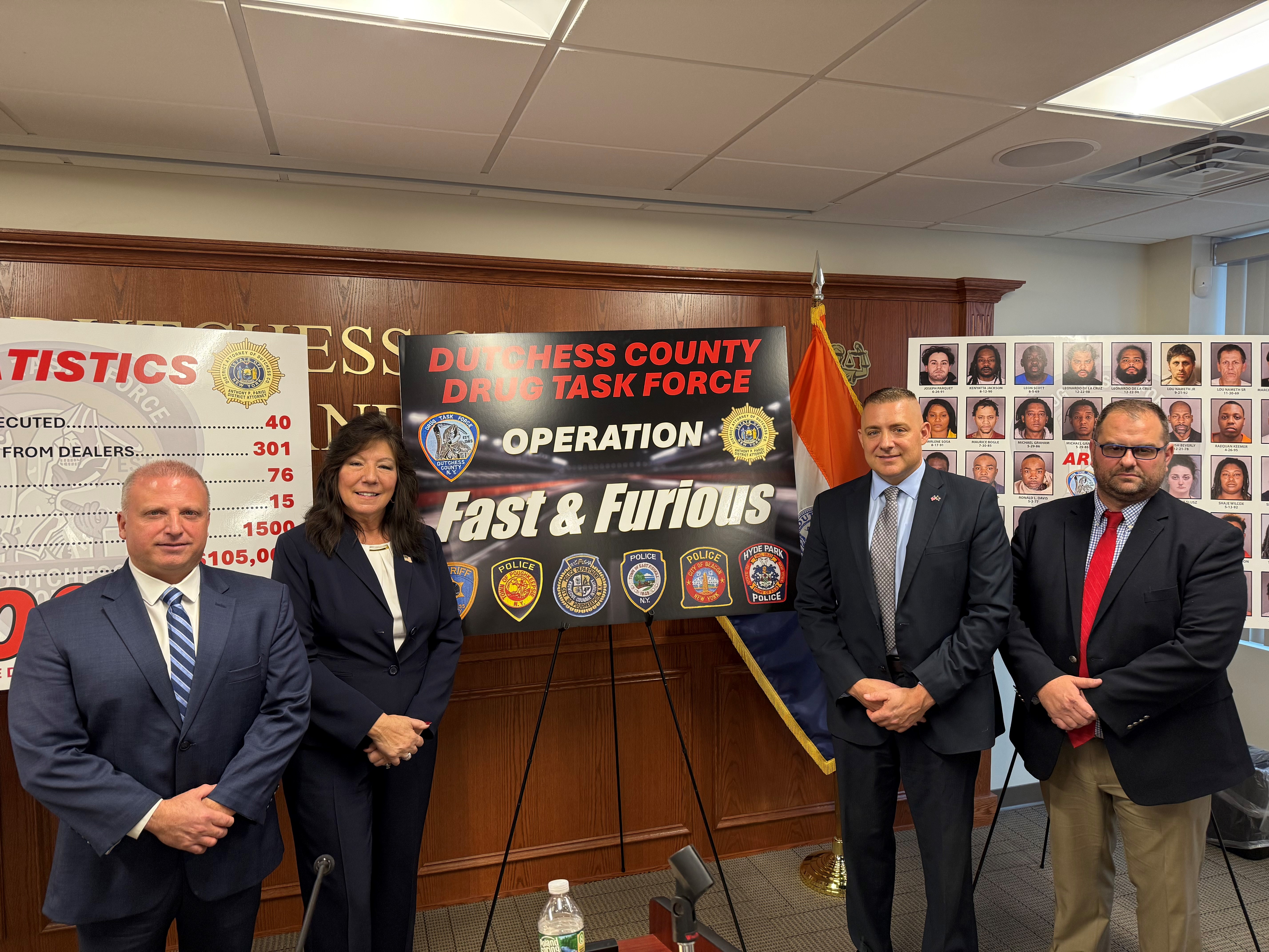 press conference photo of County Executive, Sheriff Imperati, District Attorney Parisi