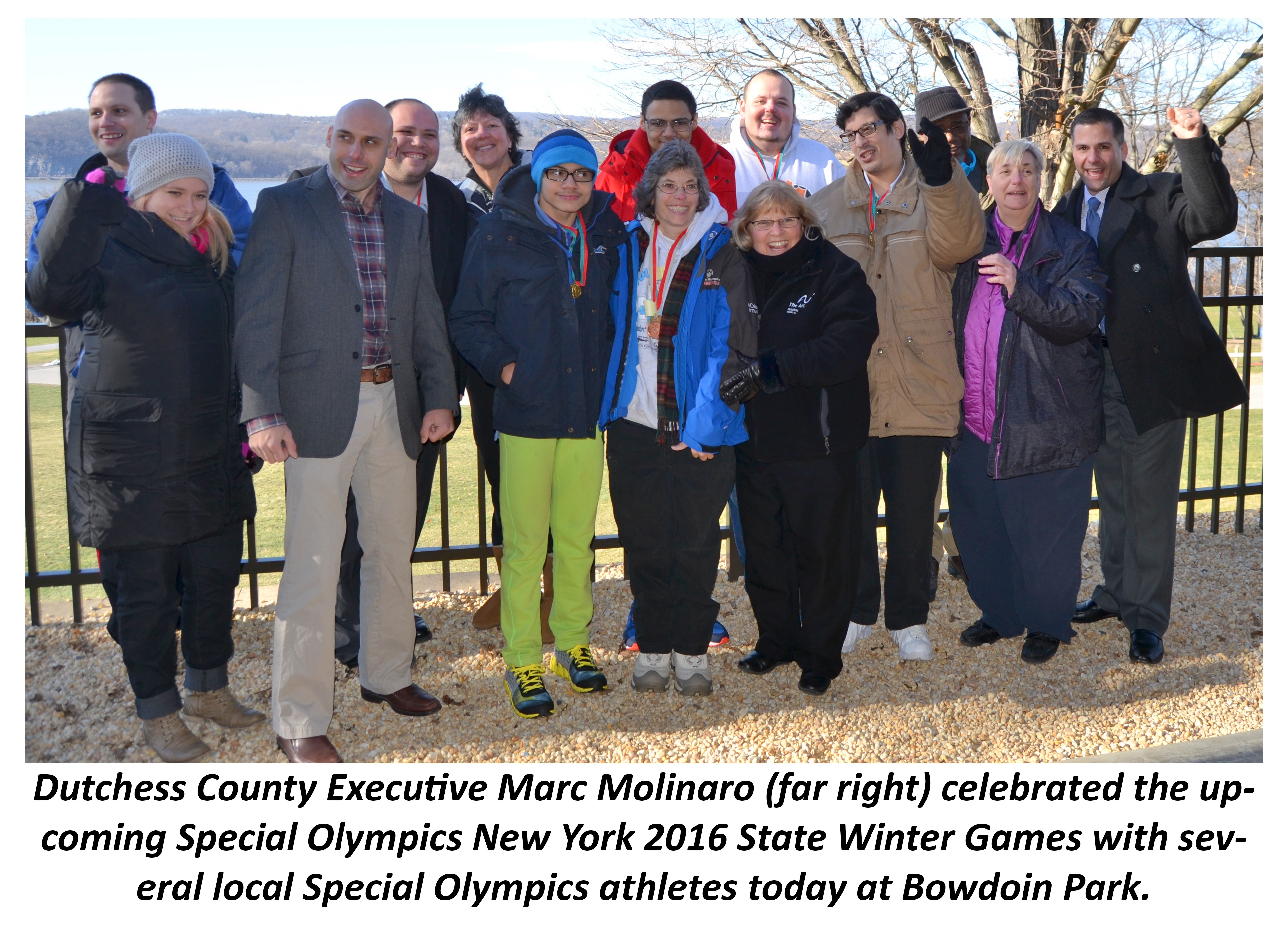 County Executive Molinaro with special olympics athletes