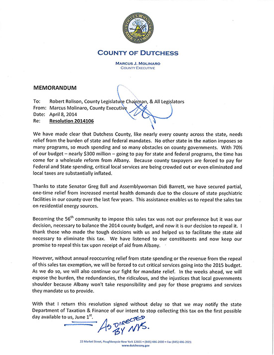 Resolution 2014106 Memo to Legislature Page 1
