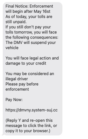 scam text message example